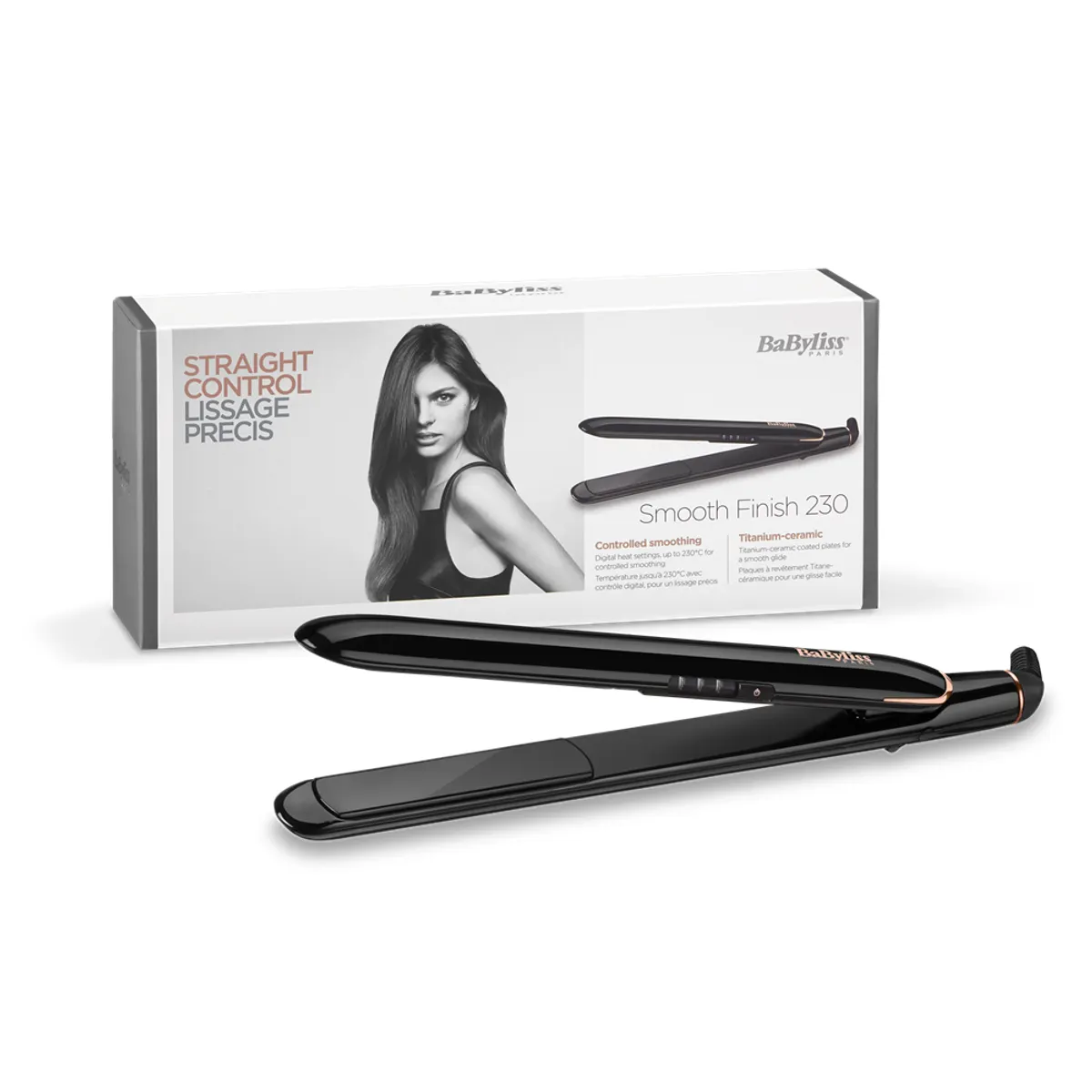 BaByliss ST250E hajvasaló kerámia bevonat 230 C 3 hőfok automatikus kikapcsolás 60 perc 2 m forgó vezeték 360 fokban forgatható alap #2