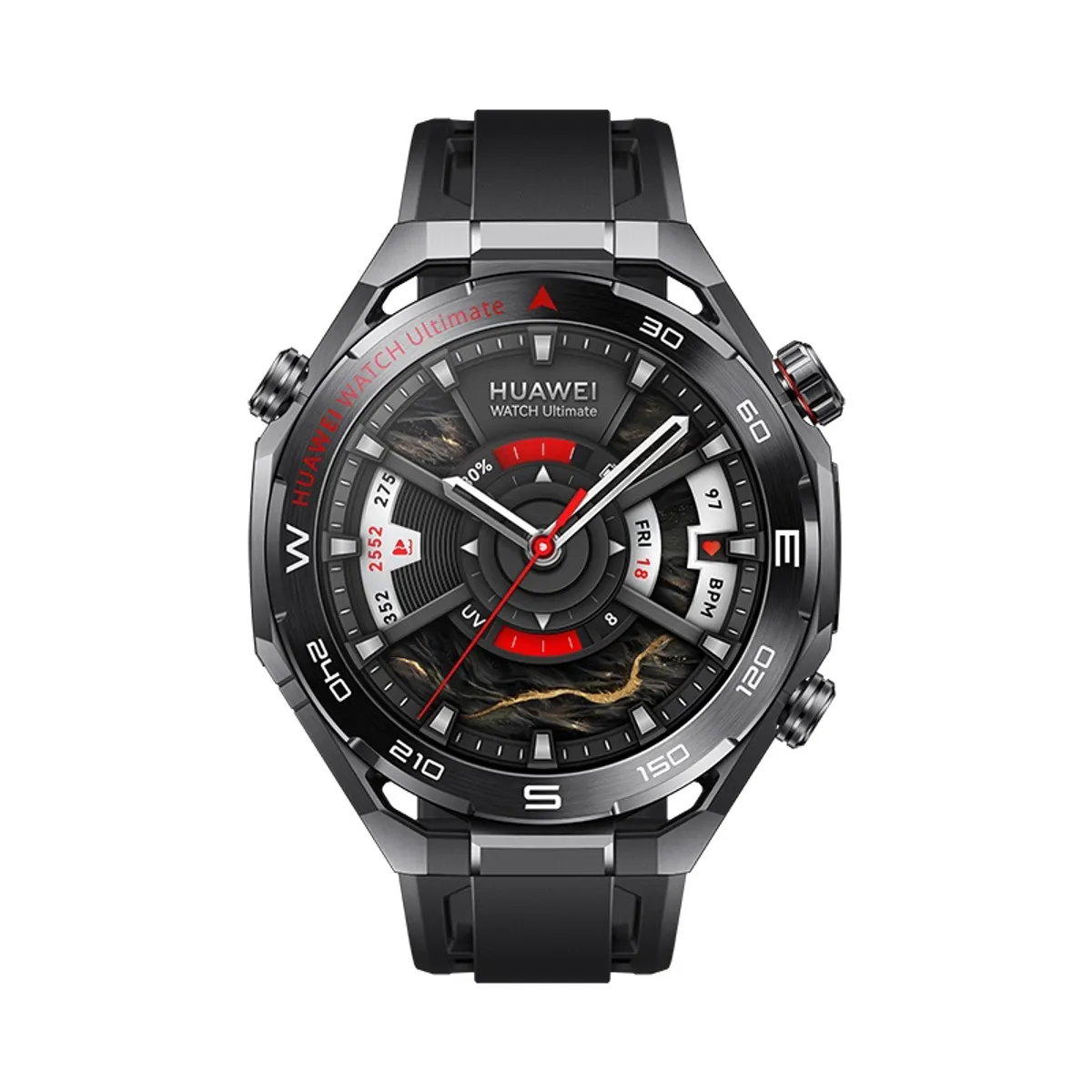 Huawei 55020GBB Watch Ultimate 2 fekete acél óratok GPS aktivitásmérő pulzusmérő IP69 szilikon szíj #1