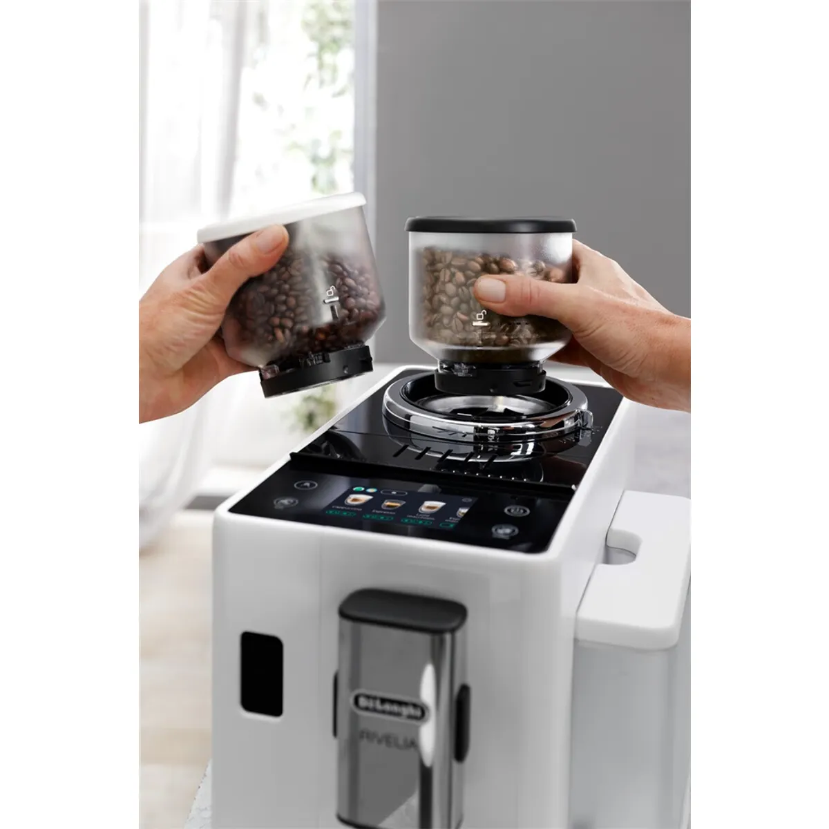 DeLonghi EXAM440.55.W teljesen automata eszpresszó kávéfőző beépített tejhabosító TFT kijelző 1,4 L víztartály 250 g kávébab kapacitás 19 bar #6