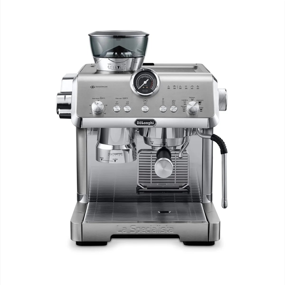 DeLonghi EC9555.M Eszpresszó kávéfőző 19 bar nyomás 2 L tartály beépített daráló 250 g kávébab kapacitás tejhabosító hőblokk rozsdamentes acél ház #1