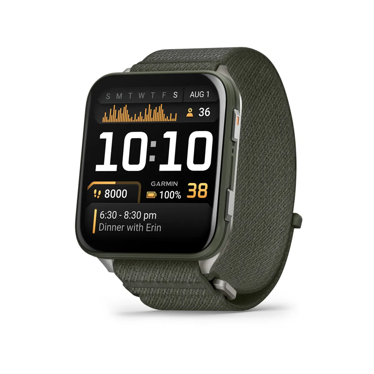 Garmin 010-02980-03 Venu X1 Titanium ComfortFit nylon szíj mohazöld #1