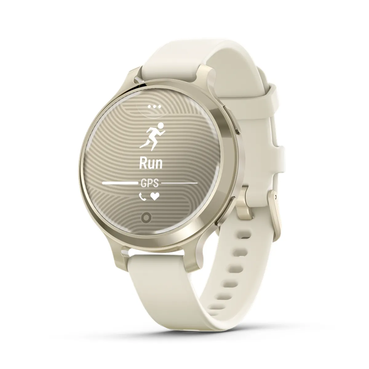 Garmin 010-02891-00 sportóra Lunar Gold bézs szilikon szíj 38 mm vízálló 50 m GPS GLONASS Galileo pulzusmérő zenevezérlés telefonkeresés USB-C töltő #2