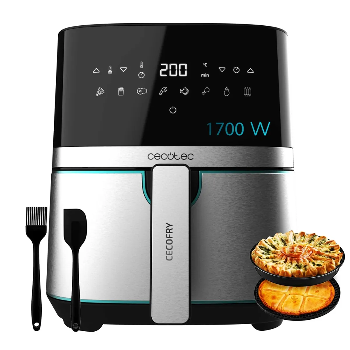 CECOTEC 03317 forrólevegős sütő 5,5 L, 1700 W, 8 program, 200 °C max, érintős kijelző, 60 perc időzítő #1