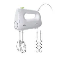 Braun HM1110WH Kézi mixer 450 W 4 fokozat Turbo habverő dagasztóhorgok mosogatógépben tisztítható részek 1,25 m fehér