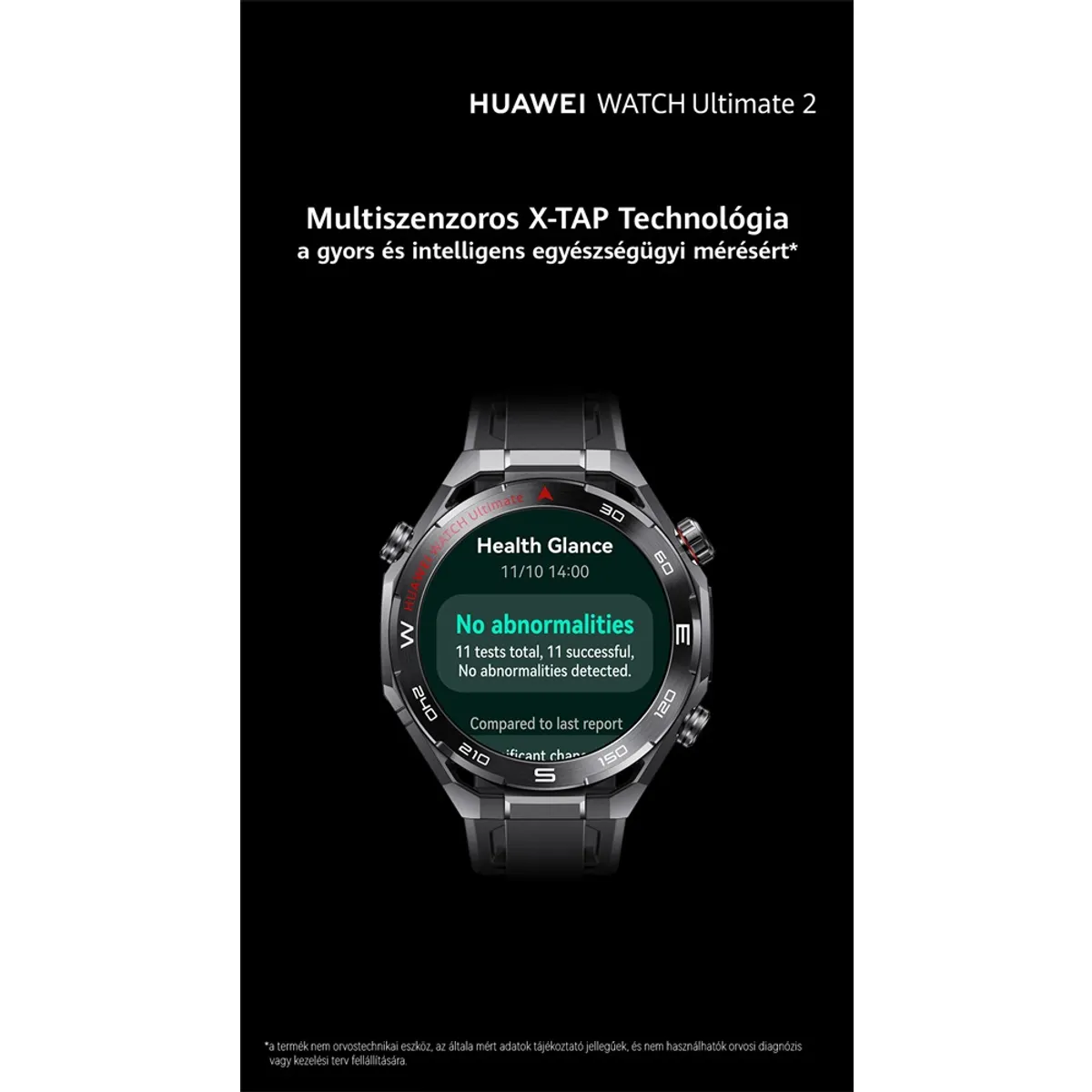 Huawei 55020GBB Watch Ultimate 2 fekete acél óratok GPS aktivitásmérő pulzusmérő IP69 szilikon szíj #9