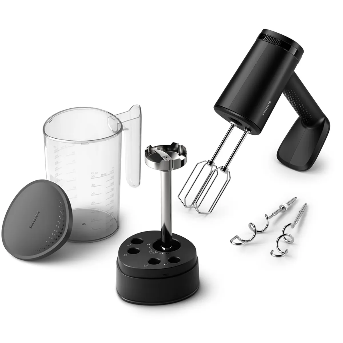 Philips HR3781/00 kézi mixer 500 W 5 fokozat turbo habverők dagasztóhorgok rozsdamentes acél pengék 1 m vezeték fekete #1