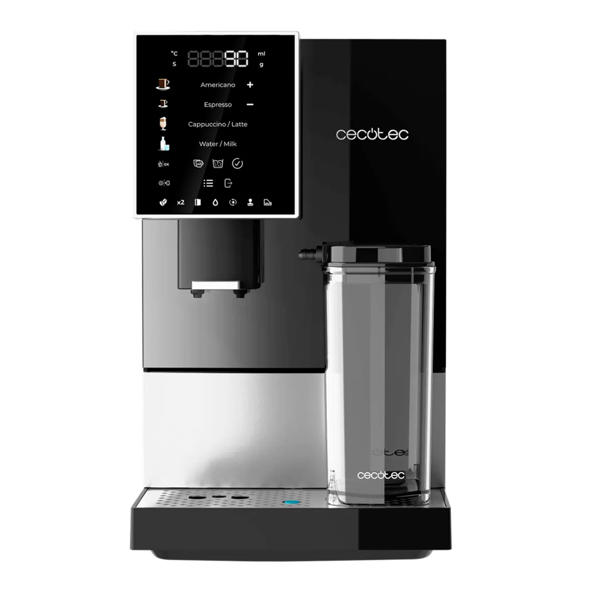 CECOTEC 01800 eszpresszó kávéfőző gép félautomata, 19 bar, beépített daráló, 1,1 L víztartály, 2 csésze, kijelző, 0-140 mm állítható kávéfiók #1