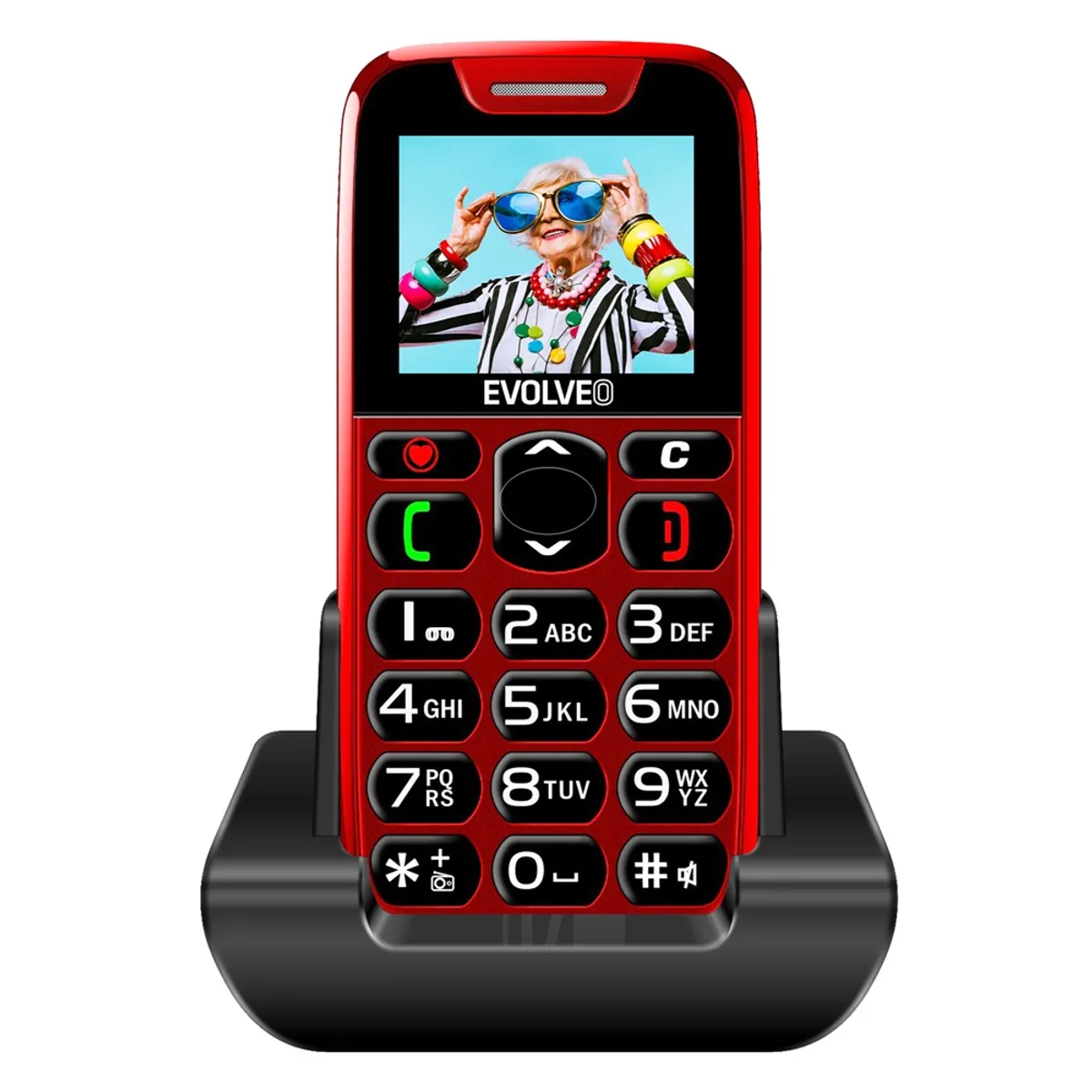 EVOLVEO SGM EP-501-RD EasyPhone EP501 1.8" kijelző SOS gomb töltőállomás microSDHC 32 GB #1