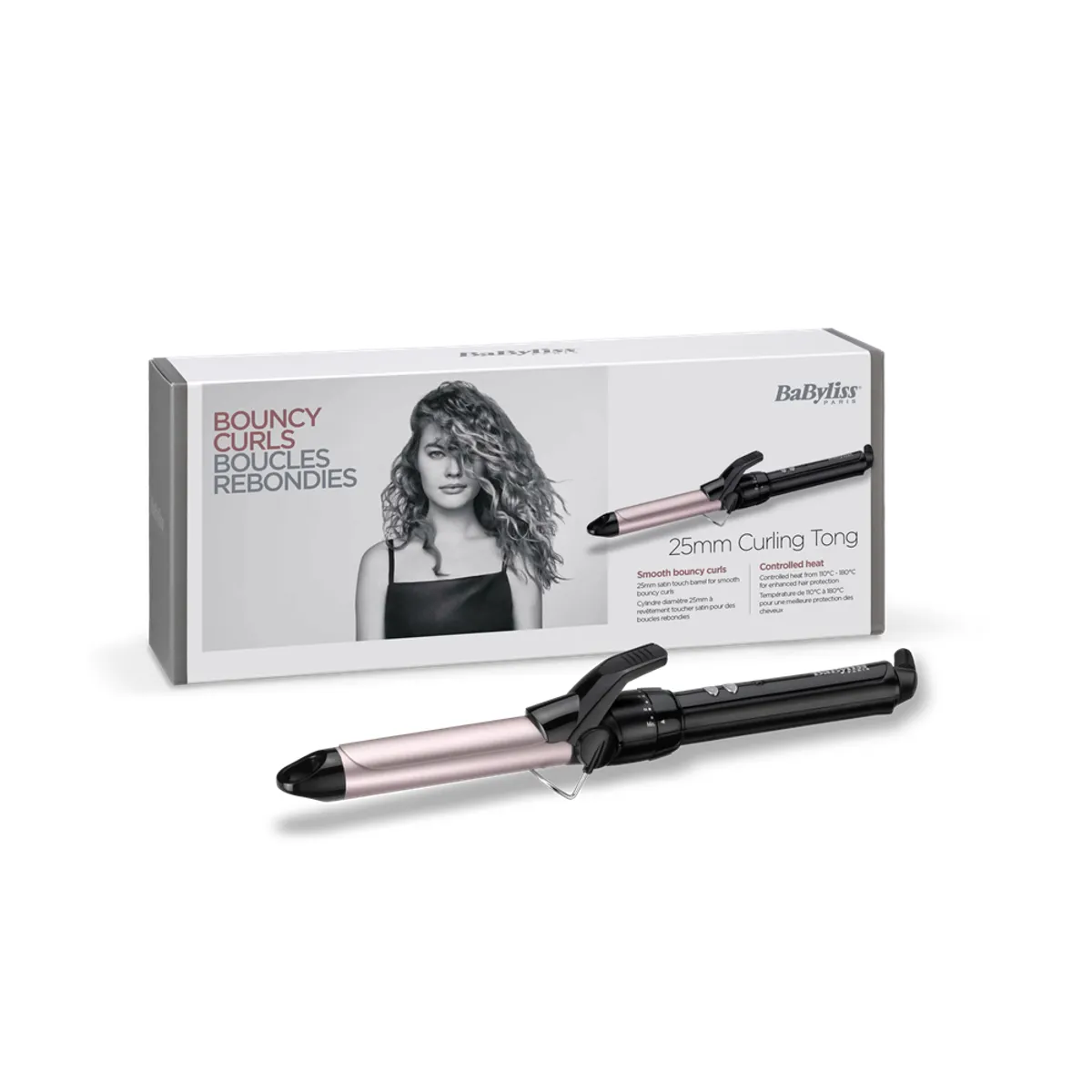 BaByliss C325E Hajsütővas kerámia bevonat 25 mm 180C 10 fokozat 360 fokos elforgatható alapzat 1,8 m vezeték automatikus kikapcsolás #3