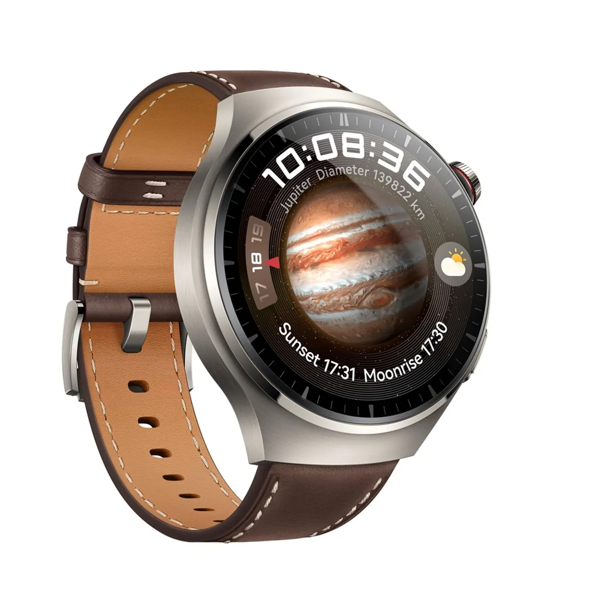 Huawei 55020AMG okosóra titán tok 48 mm barna bőr szíj 1,5" AMOLED NFC BT5.2 GPS eSIM IP6X 30 m Állandó kijelző #6