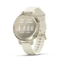 Garmin 010-02891-00 sportóra Lunar Gold bézs szilikon szíj 38 mm vízálló 50 m GPS GLONASS Galileo pulzusmérő zenevezérlés telefonkeresés USB-C töltő #3