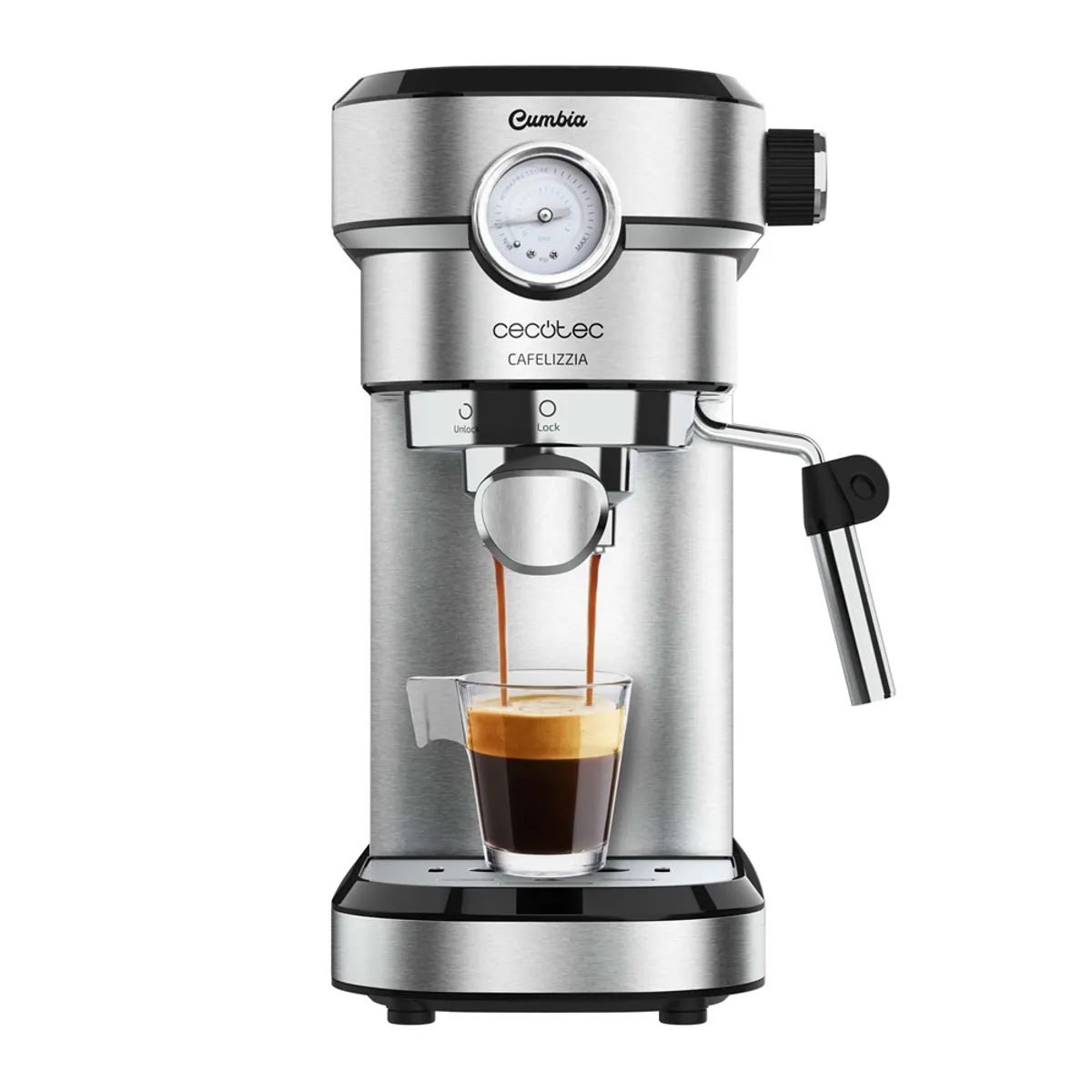 CECOTEC 01584 eszpresszó kávéfőző, félautomata, 20 bar, tejhabosító, 2 csésze, 1,2 L víztartály, rozsdamentes acél #1
