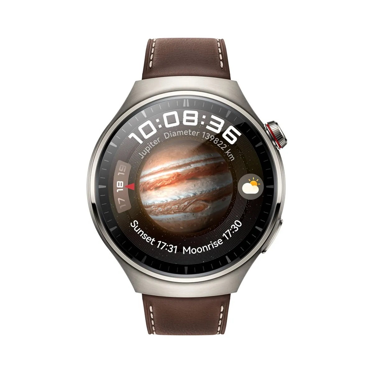 Huawei 55020AMG okosóra titán tok 48 mm barna bőr szíj 1,5" AMOLED NFC BT5.2 GPS eSIM IP6X 30 m Állandó kijelző #2