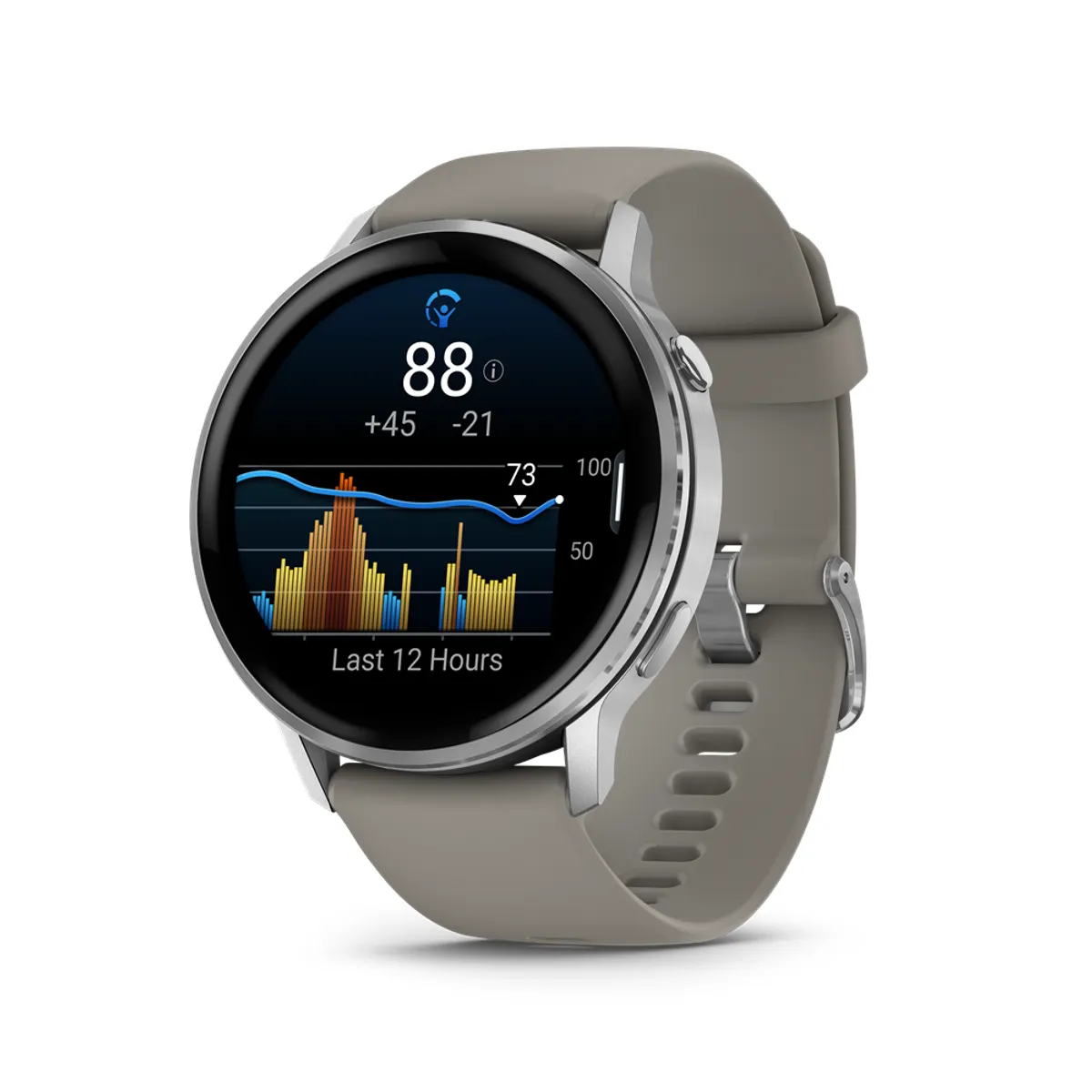 Garmin 010-03014-01 Venu 4 1.4" AMOLED 454x454 GPS Wi-Fi szilikon szürke ezüst #2