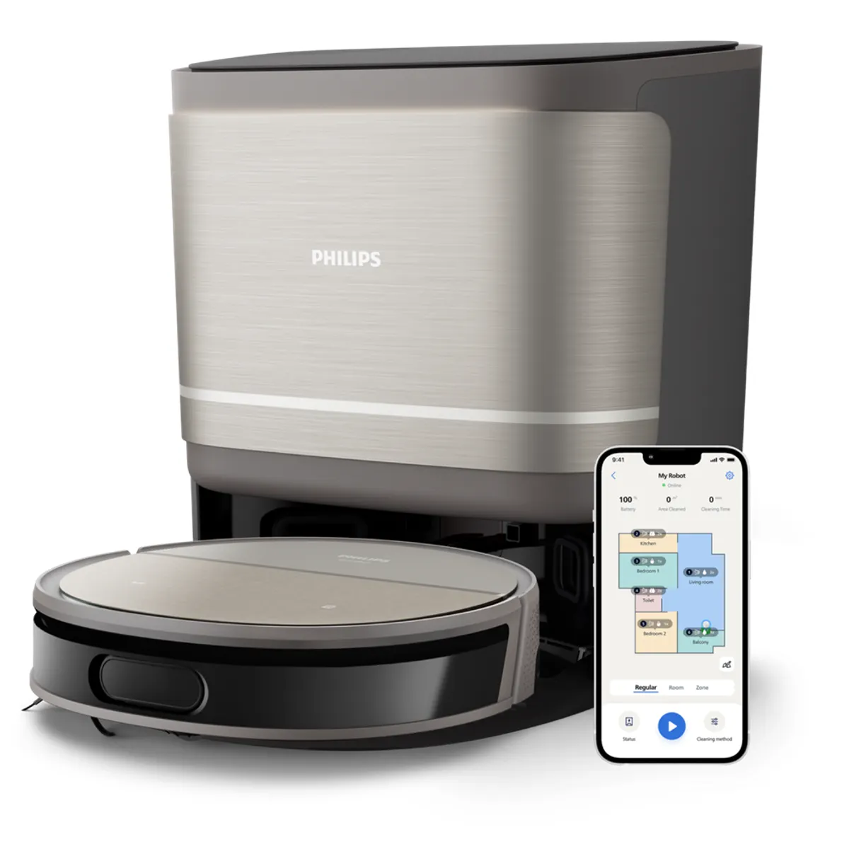 Philips XU9100/10 robotporszívó felmosó funkcióval D-ToF lidar navigáció Wi-Fi Alexa és Google Assistant kompatibilis 280 perc HEPA 11 #1