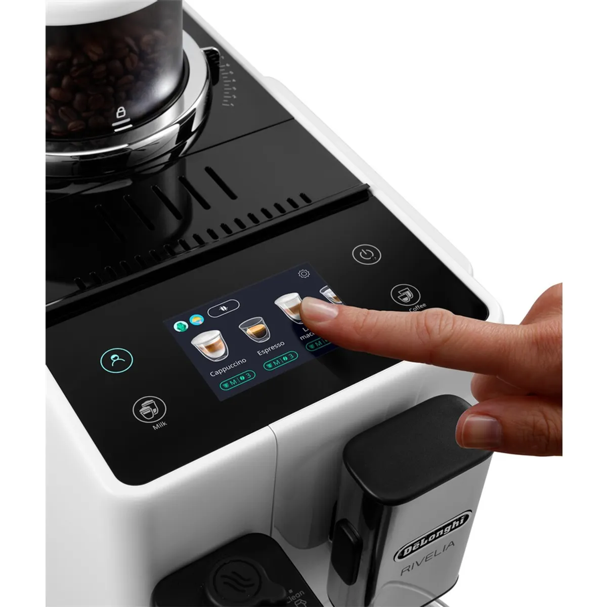 DeLonghi EXAM440.55.W teljesen automata eszpresszó kávéfőző beépített tejhabosító TFT kijelző 1,4 L víztartály 250 g kávébab kapacitás 19 bar #5