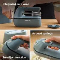 Kenwood HMP40.000GY Kézi mixer 350 W kék 5 sebesség, állítható, rozsdamentes acél pengék, mosogatógépben tisztítható részek, műanyag ház #3