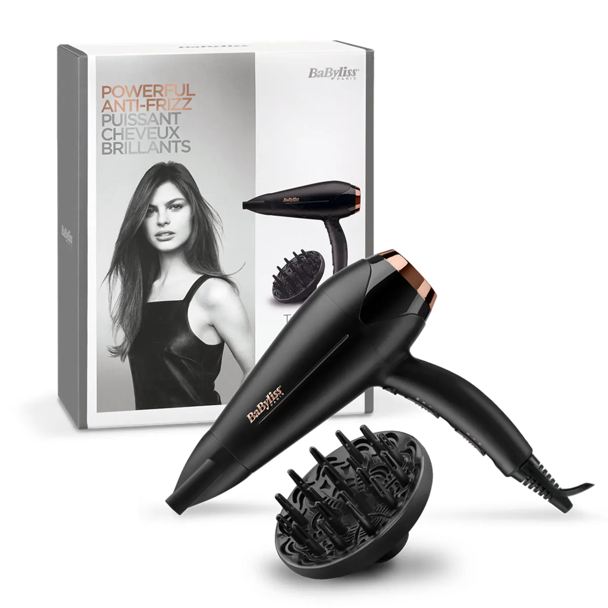 BaByliss D570DE hajszárító kerámia fűtésrendszer 2 sebességfokozat 3 hőfok ion funkció diffúzor koncentrátor 2200 W #3