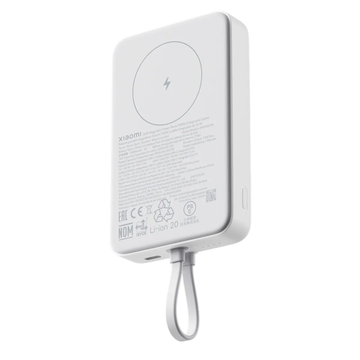 Xiaomi BHR9822GL mágneses power bank 10000mAh, 33W töltés, beépített USB-C kábel, mágneses rögzítés, 7,5W vezeték nélküli #2