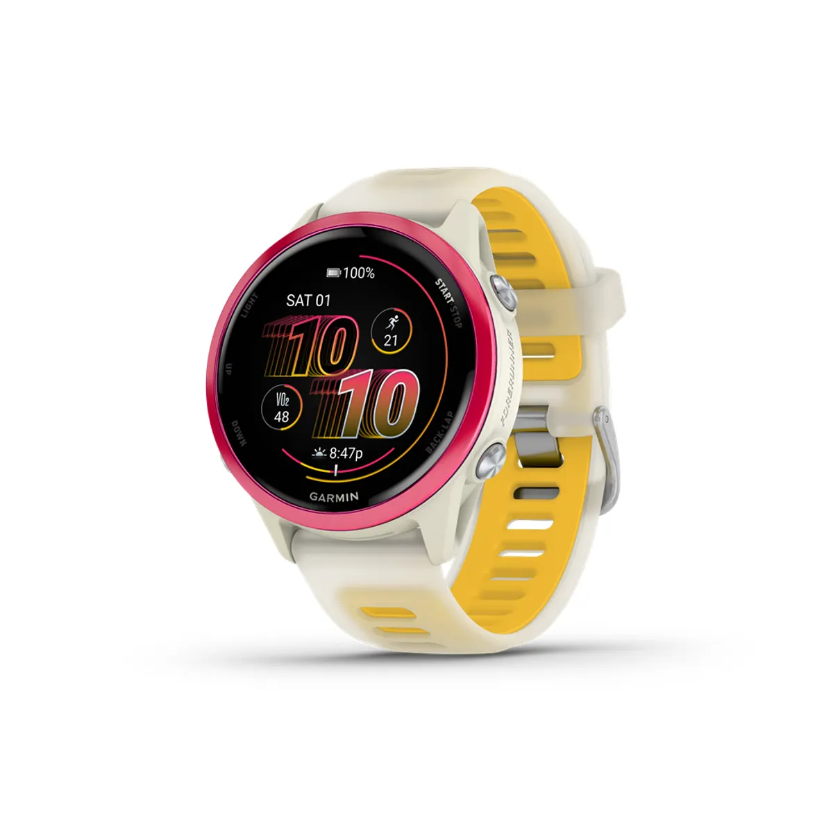 GARMIN 010-02970-02 Forerunner 570 málna 1.2" AMOLED 390x390 érintőképernyő 8 GB Wi-Fi GPS szilikon fehér sárga 42mm #2