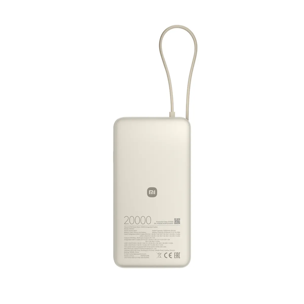 Xiaomi BHR08O7GL külső akkumulátor 20000 mAh integrált kábel 67W PD USB-C USB-A #2