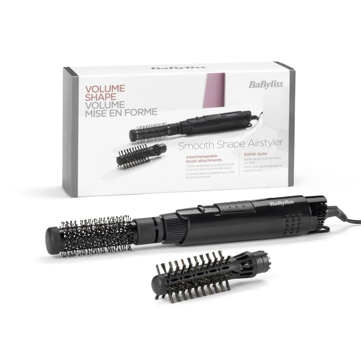 BaByliss AS86E forrólevegős hajkefe kerámia bevonat 3 hőfok elektronikus hőmérséklet szabályozás 300 W 1,8 m kábel 2 darab kefefej 25 mm 19 mm #4