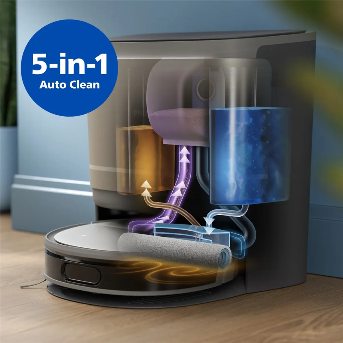 Philips XU9100/10 robotporszívó felmosó funkcióval D-ToF lidar navigáció Wi-Fi Alexa és Google Assistant kompatibilis 280 perc HEPA 11 #3