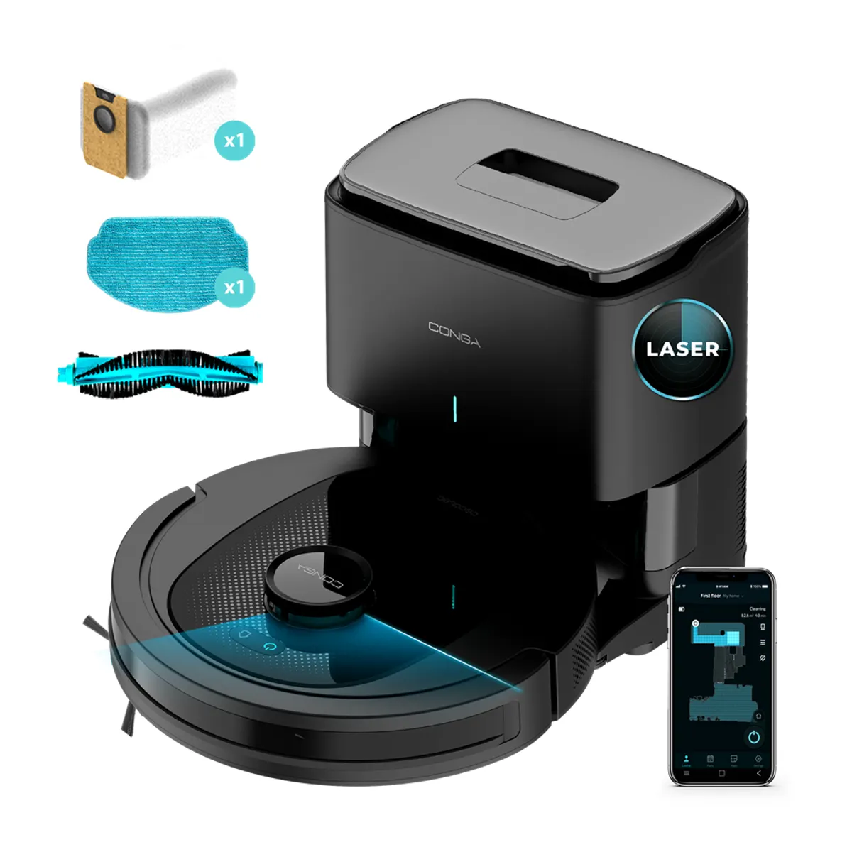 CECOTEC 8068 robotporszívó porzsák nélküli 2 L Li-ion 2600 mAh 4 kPa 120 perc Wi-Fi távirányítás #3