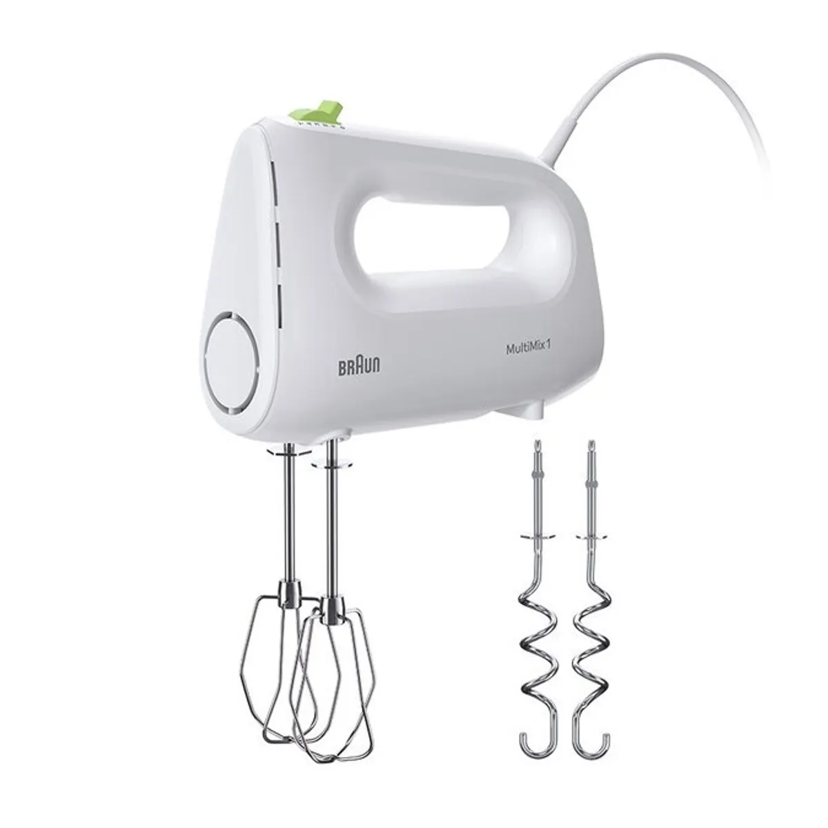 Braun HM1110WH Kézi mixer 450 W 4 fokozat Turbo habverő dagasztóhorgok mosogatógépben tisztítható részek 1,25 m fehér #1