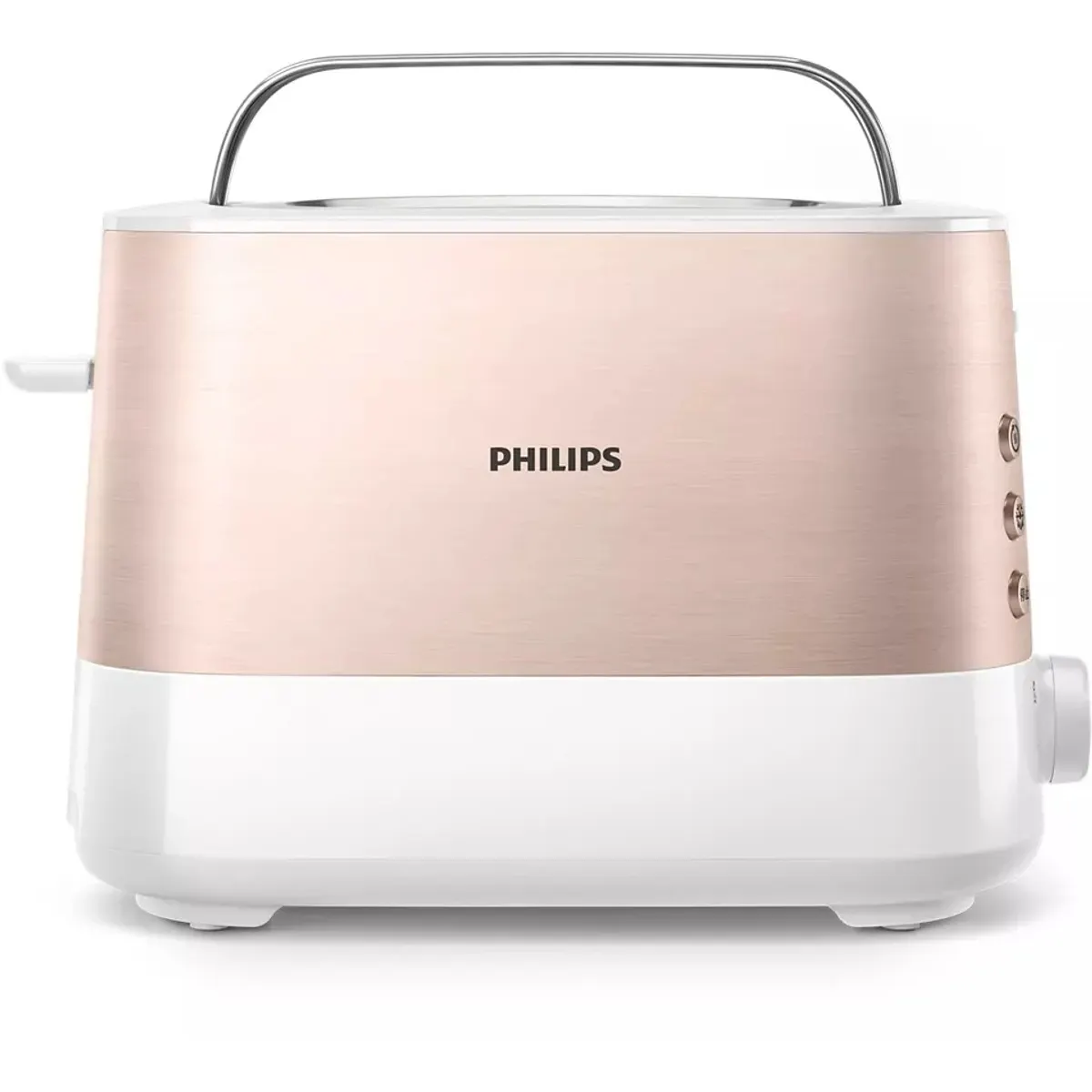 PHILIPS HD2638/11 Kenyérpirító 2 szeletes 7 fokozat automatikus kikapcsolás olvasztás újramelegítés emelő morzsatálca rózsaarany-fehér #4