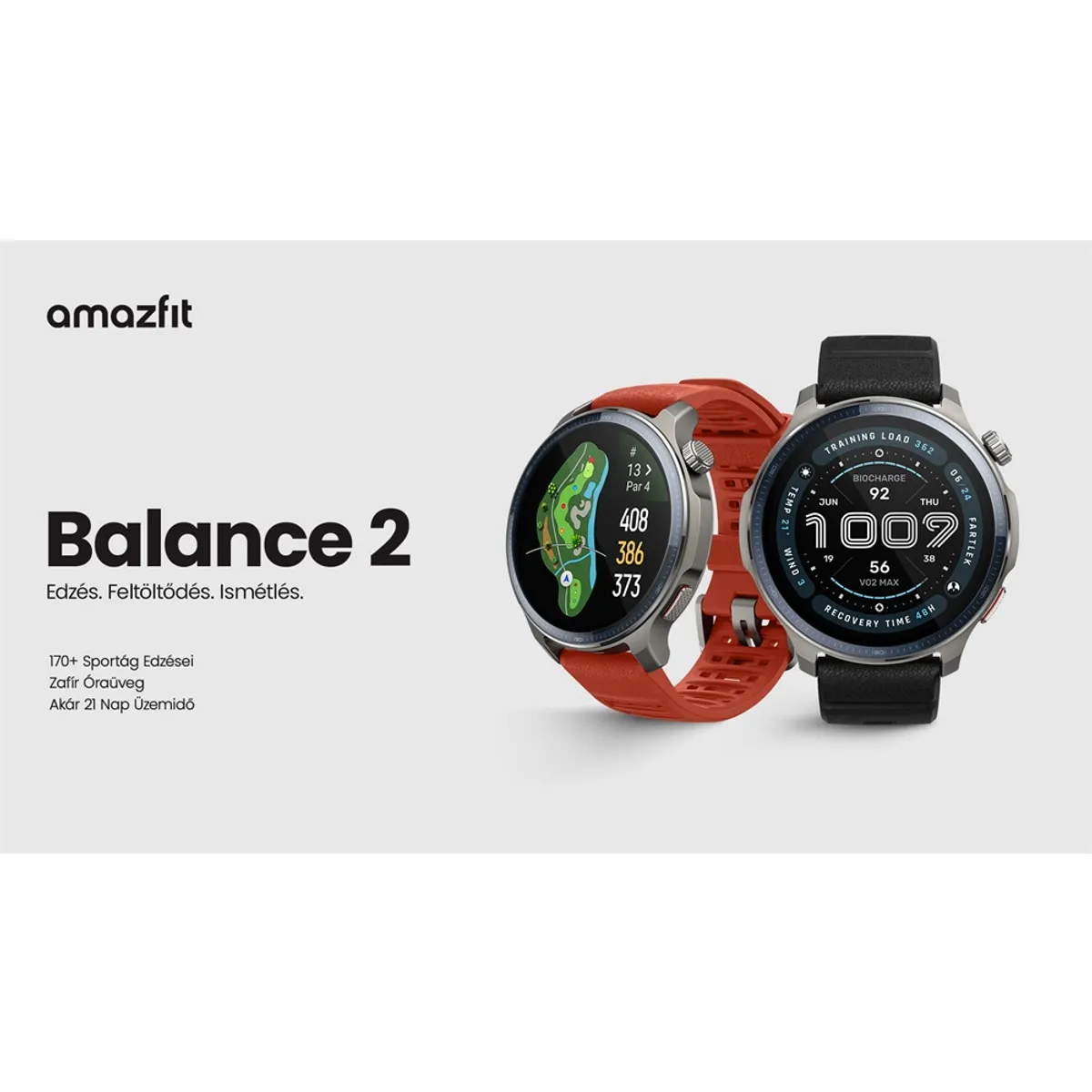 Amazfit W2429GL1N Balance 2 fekete és piros szilikon szíj #1