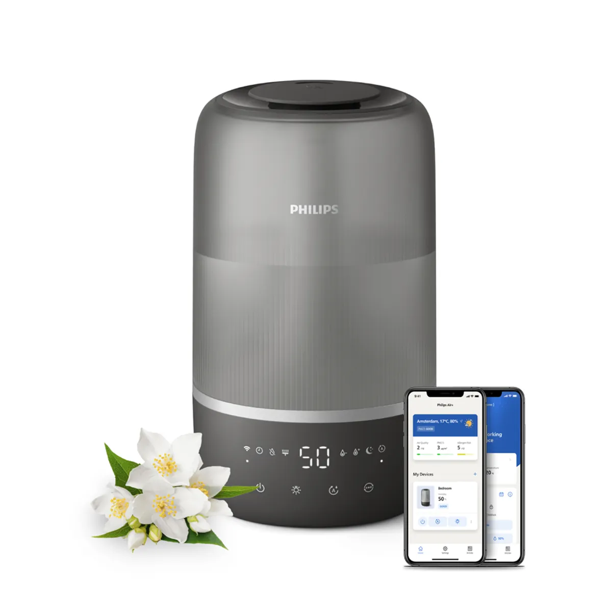 Philips HU1510-03 ultrahangos párásító 3 l, 41 m2, 21 dB, érintős kijelző, automatikus üzemmód, 3 sebesség, időzítő 12 ó #1