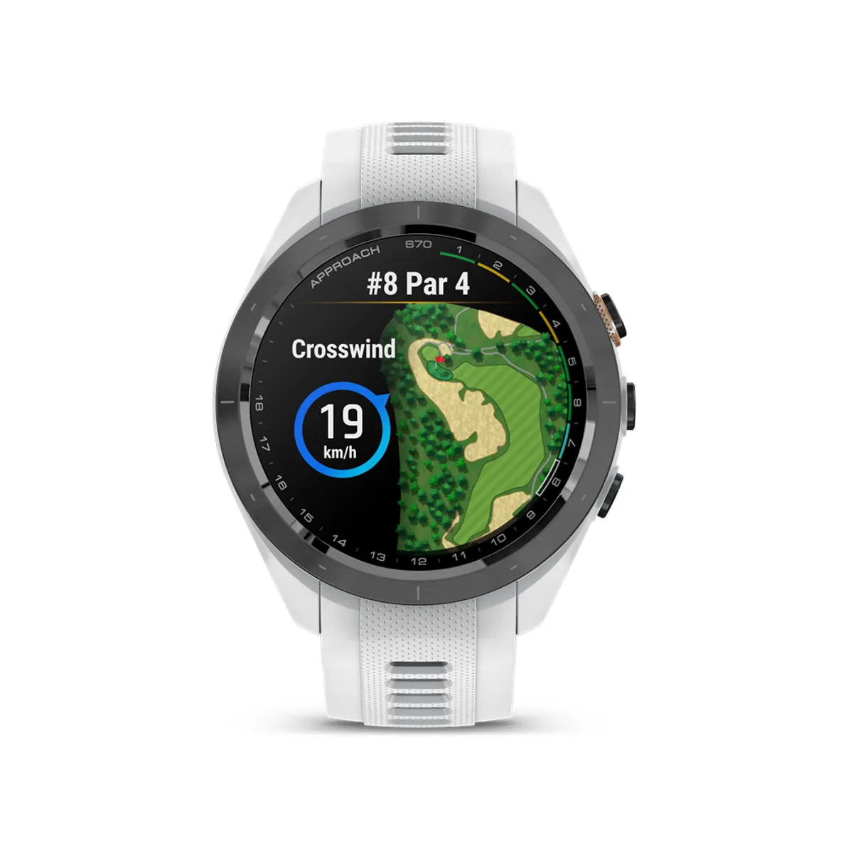 Garmin 010-02746-10 Approach S70 42mm fekete kerámia keret fehér szilikon szíj AMOLED kijelző #1