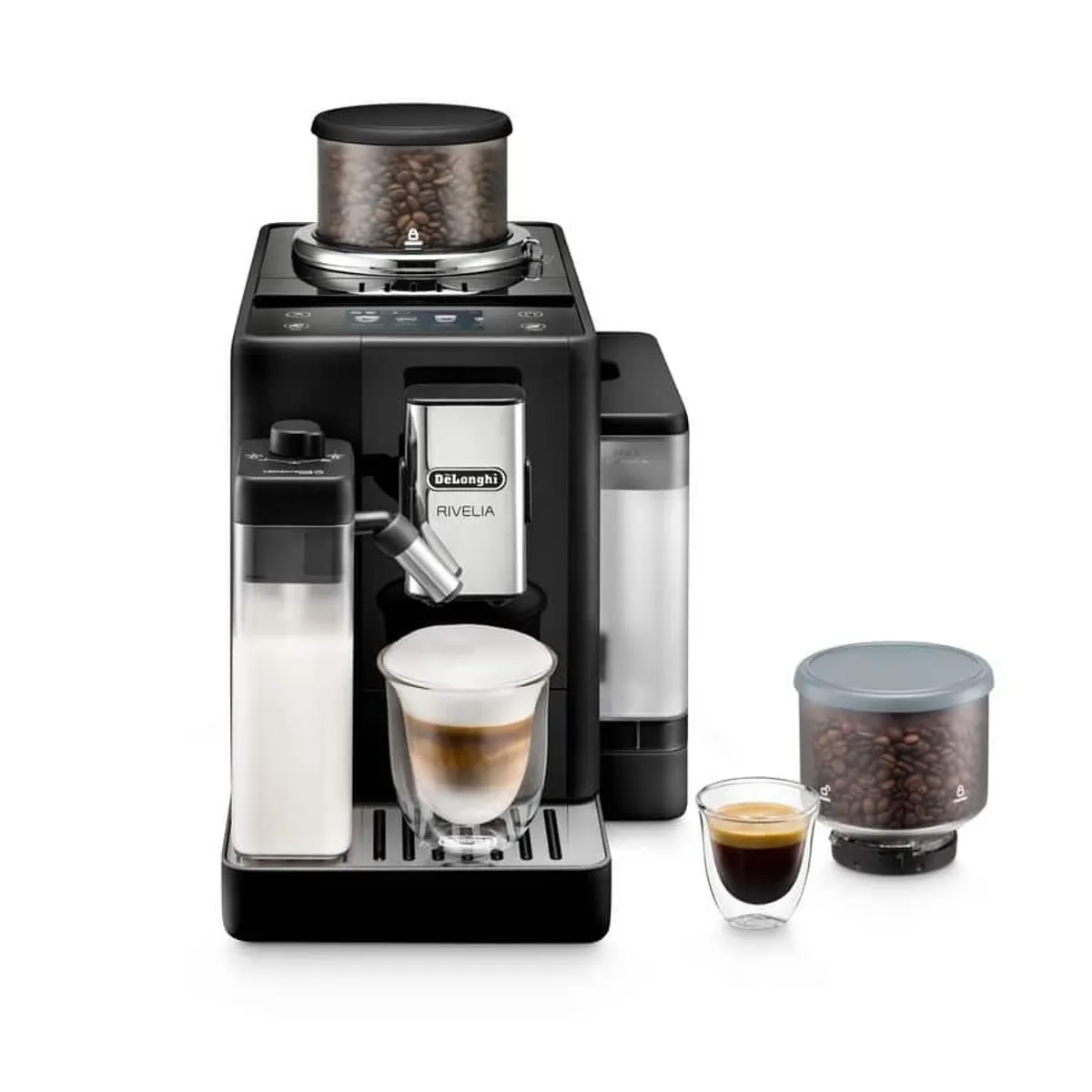 DeLonghi EXAM440.55.B automatikus tejhabosítóval 1,4 L víztartály 19 bar TFT rozsdamentes acél őrlő beépített daráló két csésze egyszerre fekete #1