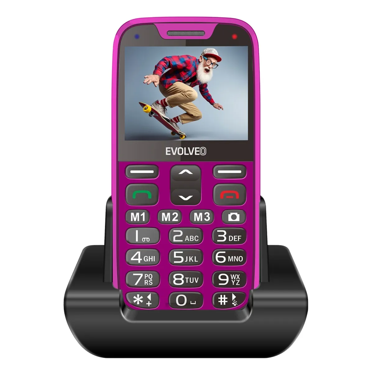 EVOLVEO SGM EP-601-XR-PK EasyPhone XR rózsaszín 2.3" kijelző SOS gomb töltőállomás microSDHC FM rádió fényképes névjegyek #1