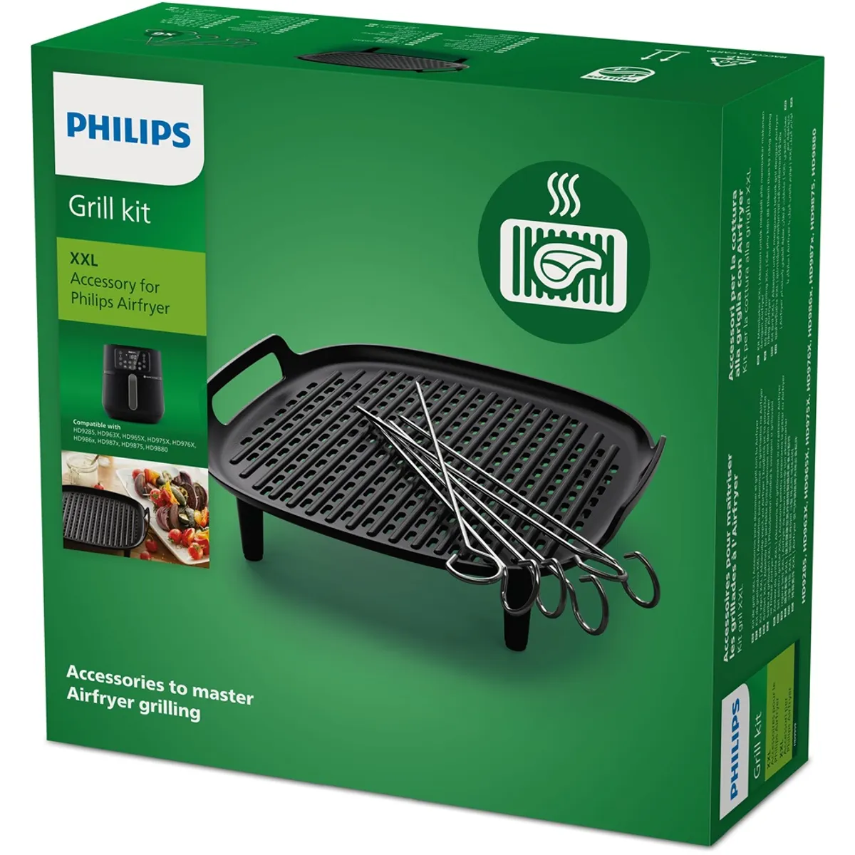 Philips HD9959/00 Grill alátét és nyársak Alumínium Szürke 6 nyárs kompatibilis HD9285 HD963X HD965X HD975X HD976X HD986X HD987X grill tálca #2
