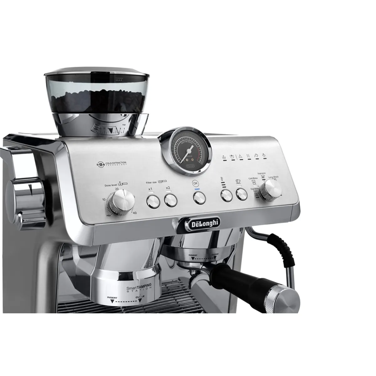 DeLonghi EC9555.M Eszpresszó kávéfőző 19 bar nyomás 2 L tartály beépített daráló 250 g kávébab kapacitás tejhabosító hőblokk rozsdamentes acél ház #4