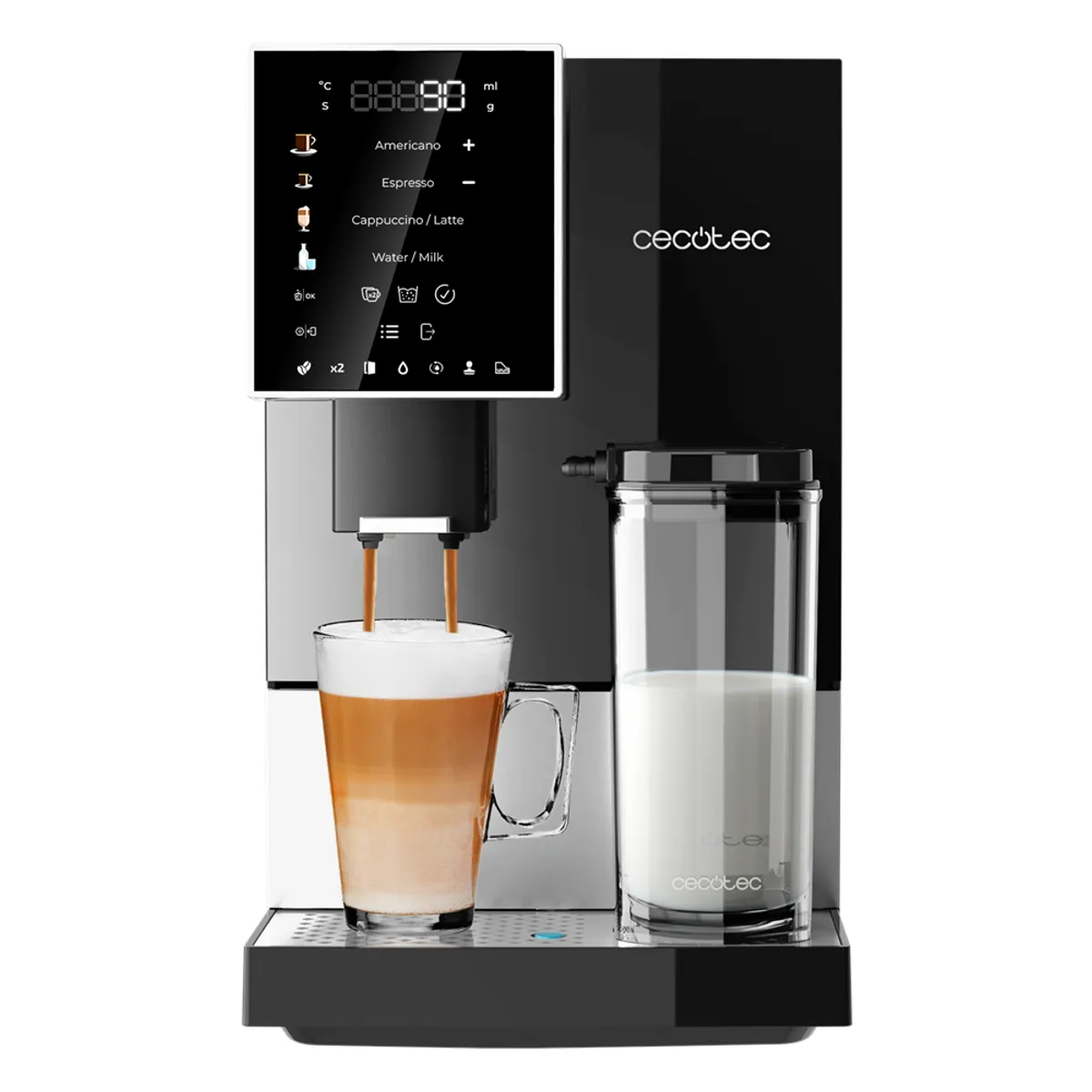 CECOTEC 01800 eszpresszó kávéfőző gép félautomata, 19 bar, beépített daráló, 1,1 L víztartály, 2 csésze, kijelző, 0-140 mm állítható kávéfiók #3