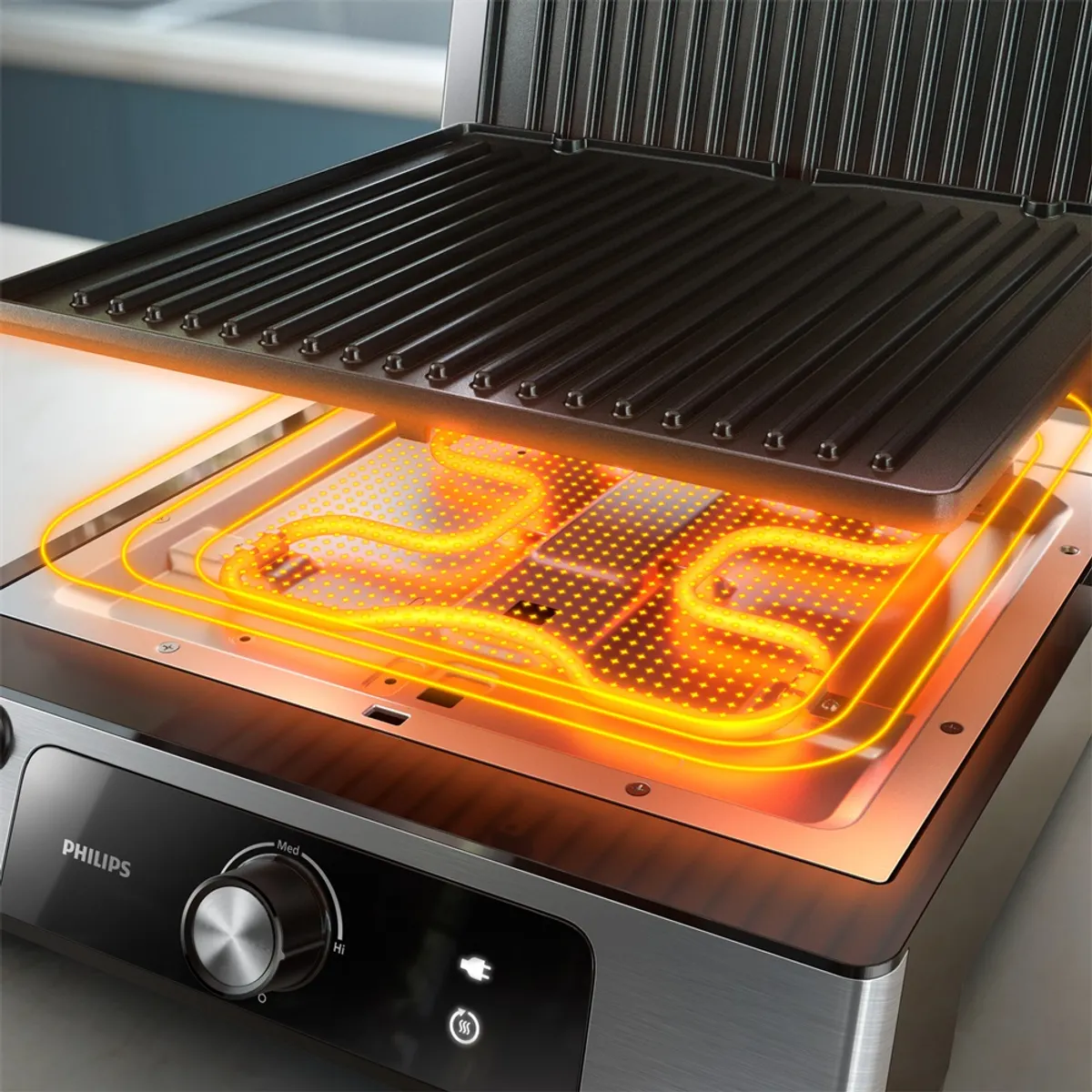 PHILIPS HD6301/90 minisütő 2200 W 200 °C forgógombos fedél zsírtálca nem tapadós bevonat alumínium ház szürke #3