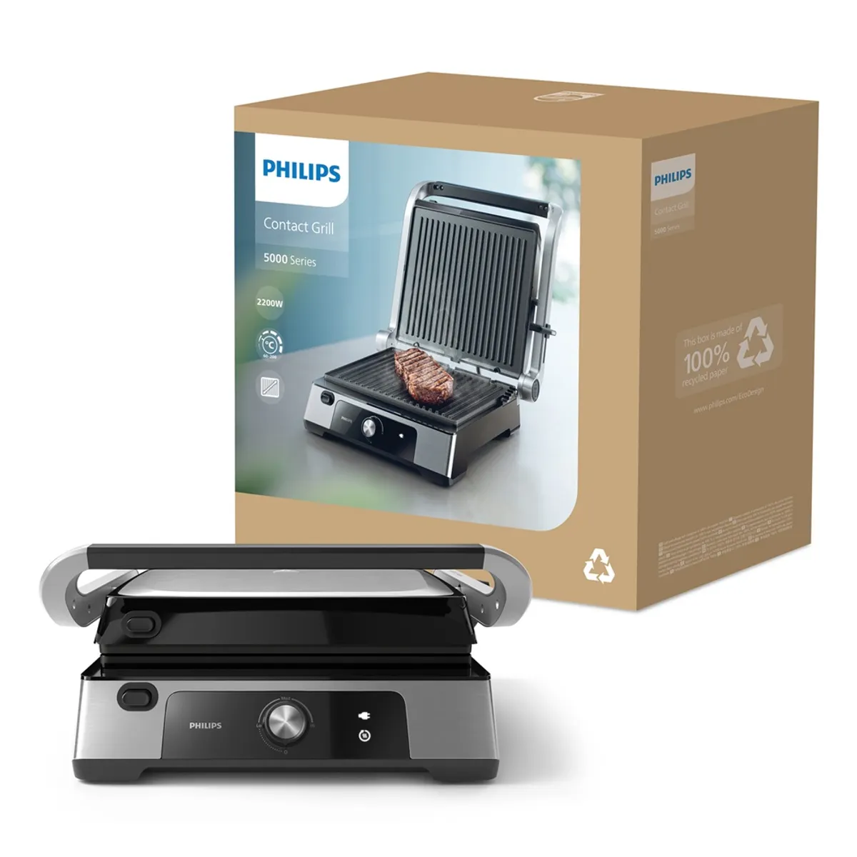 PHILIPS HD6301/90 minisütő 2200 W 200 °C forgógombos fedél zsírtálca nem tapadós bevonat alumínium ház szürke #2