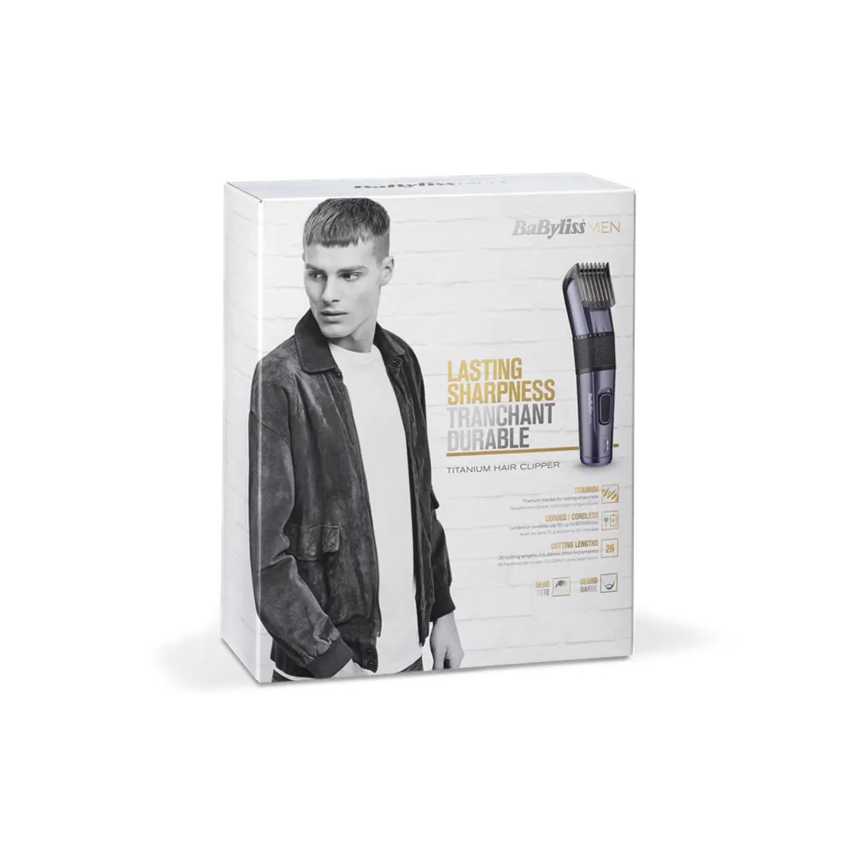 BaByliss E976E Hajvágó-trimmelő 2 fésű, vezeték nélküli, titán és rozsdamentes penge, 0,5-25 mm, 26 fokozat, 60 perc, 8 ó töltés, hordtáska #6