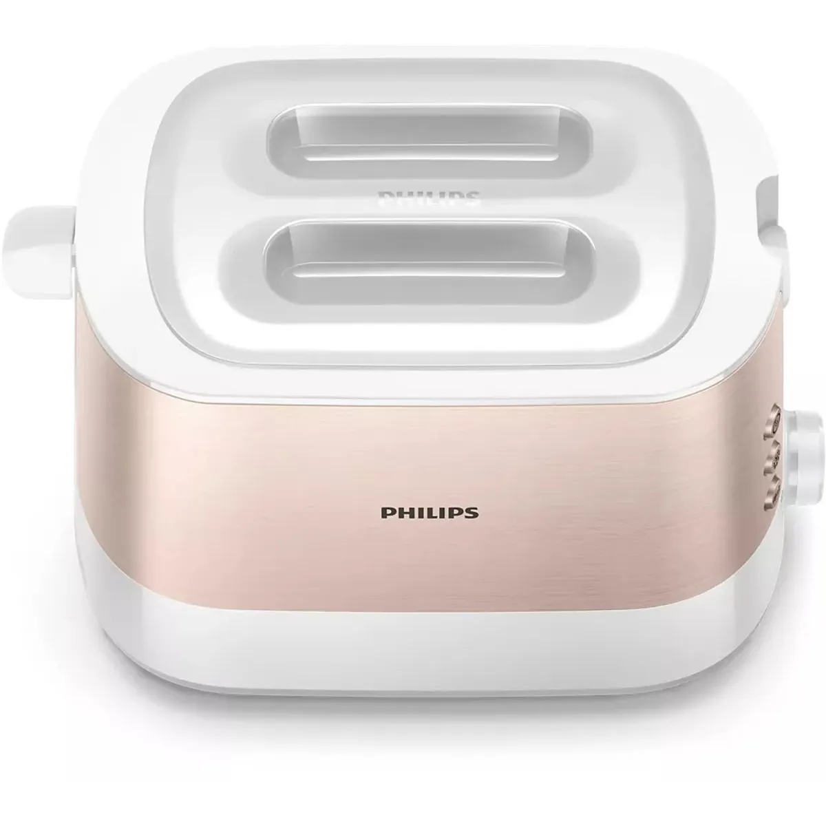PHILIPS HD2638/11 Kenyérpirító 2 szeletes 7 fokozat automatikus kikapcsolás olvasztás újramelegítés emelő morzsatálca rózsaarany-fehér #1