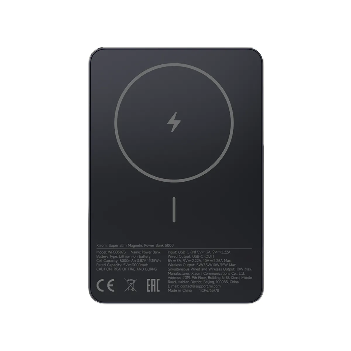 Xiaomi BHR08PMGL szuper vékony mágneses külső akkumulátor 5000 mAh Li ion 1 USB C fekete #2