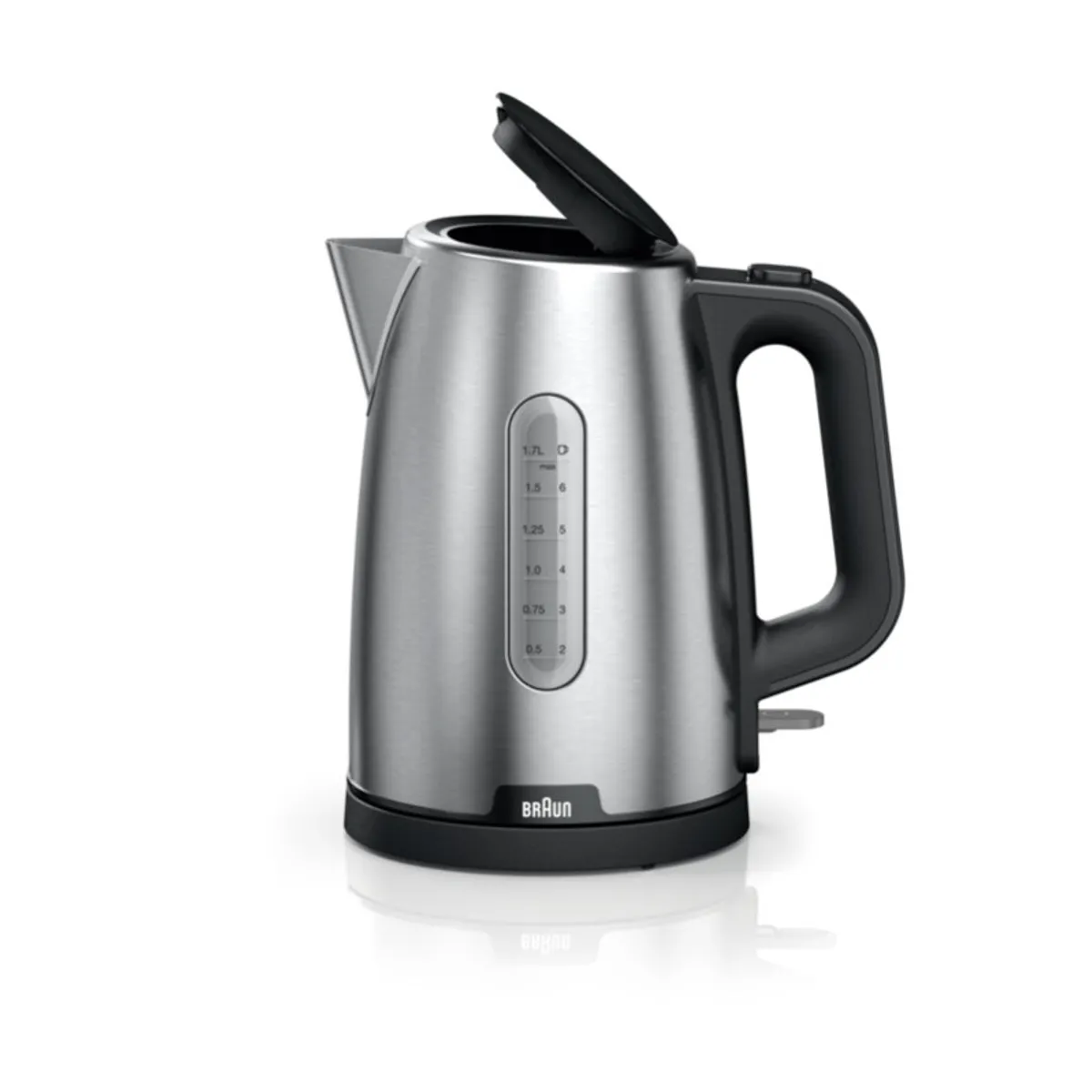 Braun WK1500BK vízforraló 1,7 L 2200 W 360 fokos alap BPA-mentes fekete rozsdamentes acél #1
