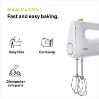Braun HM1110WH Kézi mixer 450 W 4 fokozat Turbo habverő dagasztóhorgok mosogatógépben tisztítható részek 1,25 m fehér #4